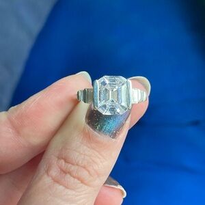 Moissanite Engagement Ring: Art Deco Sterling Silver Brand New sz 7 NWOT